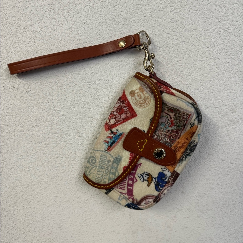 Dooney & Bourke Cream and Brown Clutch Wristlet